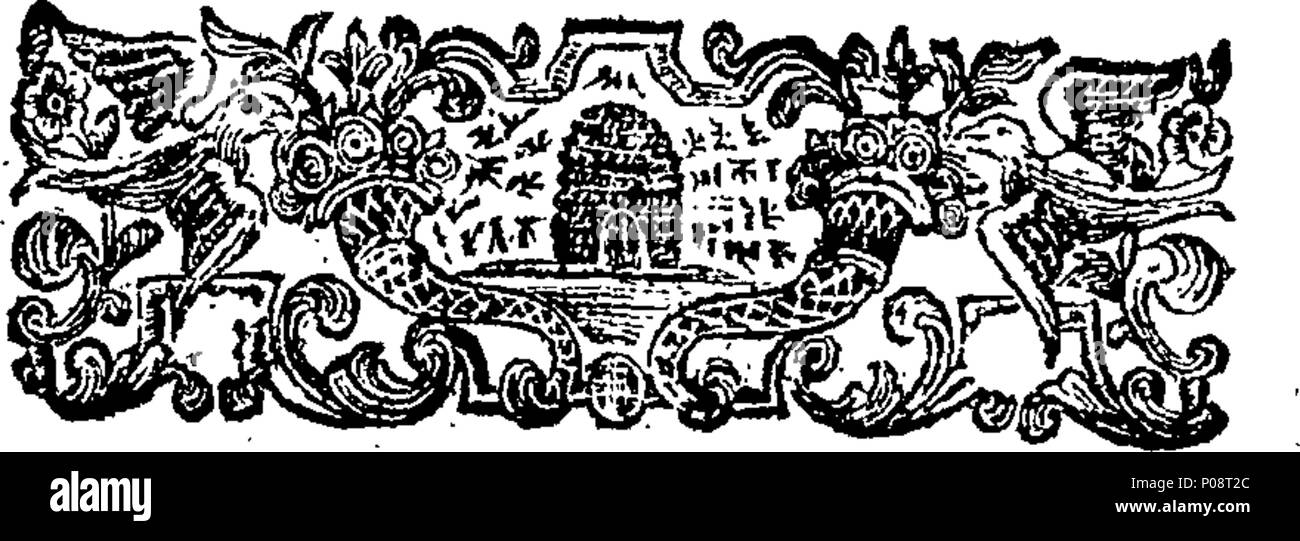 . English: Fleuron from book: A memorial of God's goodness. Being the substance of two sermons, preach'd in the First Church of Christ in Braintree, Sept. 16th. 1739. On compleating the first century since the gathering of it. By John Hancock, M.A. their present Pastor. Printed at the earnest desire of the hearers; in remembrace of God's mercy. Together with some marginal illustrations. [Nine lines of Scripture texts]. 131 A memorial of God's goodness Fleuron W020745-7 Stock Photo