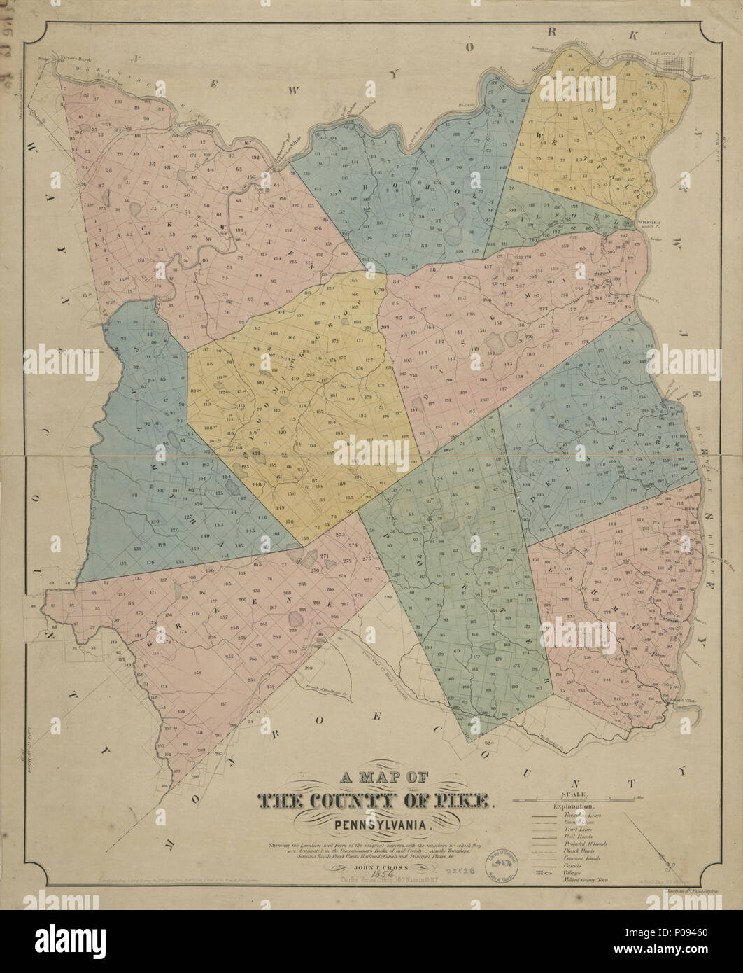 Pennsylvania Land Warrant Maps English: Shows Warrant-Deed Survey Areas (Numbered). Hand Col. With Area  Tints To Show Township Territories. Oriented With North Toward The Upper  Left. Prime Meridian: 'Meridian Of Philadelphia'. 'Entered According To Act