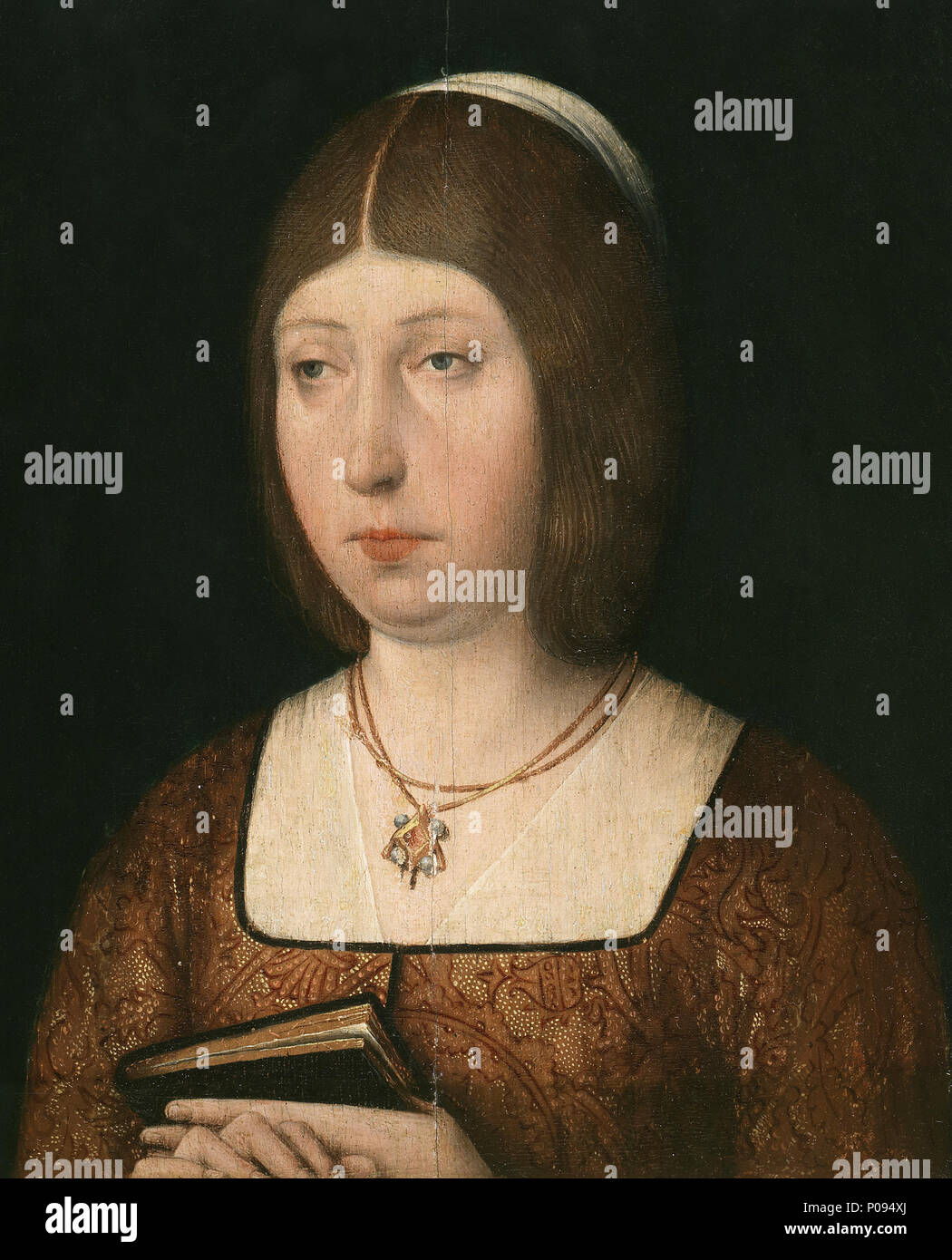 .  English: Isabella I of Castile (1451-1504), queen of Castile and León. Español: Retrato de la reina Isabel la Católica (1451-1504), reina de Castilla y León.  .  Español: Isabel la Católica . circa 1490 364 IsabellaofCastile03 Stock Photo