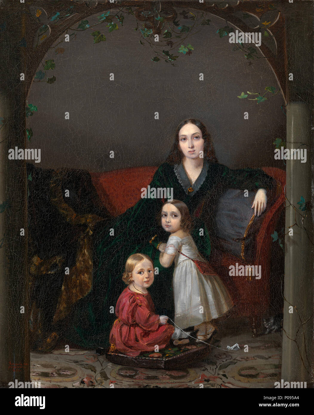 .  English: ZAKHAROV, PETR (1816-1846) Portrait of Anna Grigorievna Ermolova (1807—1852), née Obolonskaya, with Her Children, signed 'Zakharov.Da=/dayurtskii.-' and dated '18 IV/X 40'. ZAKHAROV, PETR (1816-1846) Portrait of Anna Grigorievna Ermolova with Her Children, signed 'Zakharov.Da=/dayurtskii.-' and dated '18 IV/X 40'. 350,000–500,000 GBP Provenance: Collection of Ya.M. Shapiro, Moscow. Private collection, Europe. Authenticity of the work has been confirmed by the experts L. Markina and I. Lomize. Exhibited: Vystavka P.Z. Zakharova-Chechentsa, Museum of V.A. Tropinin, Moscow, December 1 Stock Photo