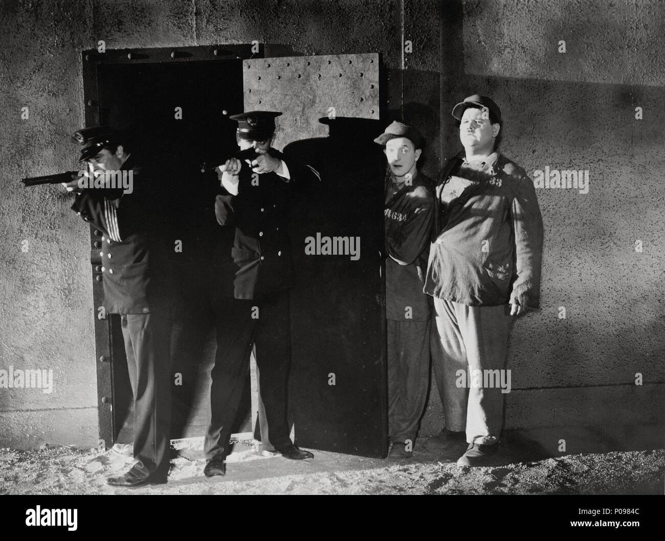 Original Film Title: PARDON US.  English Title: JAILBIRDS.  Film Director: JAMES PARROTT.  Year: 1931.  Stars: OLIVER HARDY; STAN LAUREL. Credit: METRO GOLDWYN MAYER / Album Stock Photo