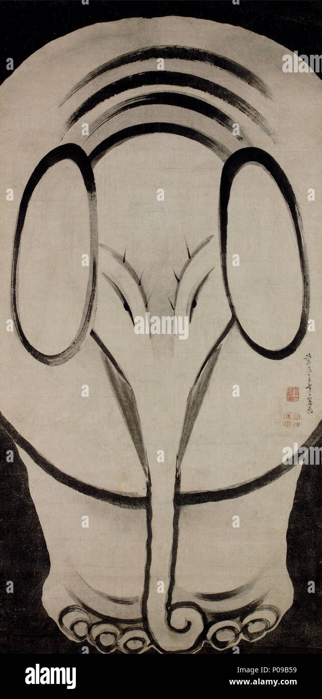 . English: Elephant, by Ito Jakuchu, Tokyo Fuji Art Museum, Hachiōji, Tokyo, Japan 日本語: 象図 伊藤若冲筆  . 1790. Itō Jakuchū (1716-1800) 8 Elephant by Ito Jakuchu (Tokyo Fuji Art Museum) Stock Photo