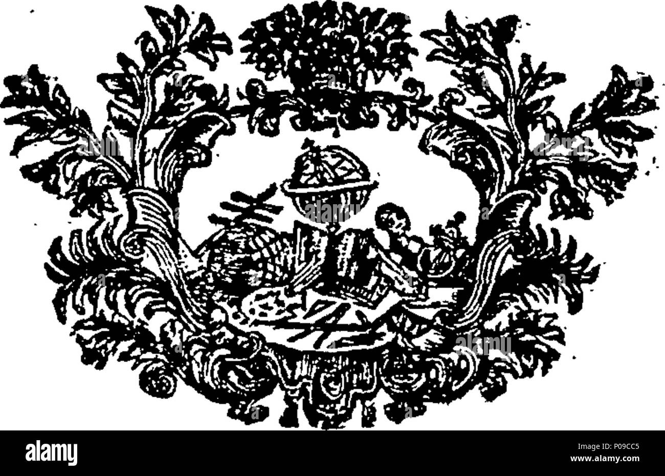 . English: Fleuron from book: An abridgement of the statutes of Ireland, from the first session of parliament in the third year of the reign of King Edward the Second, to the end of the twenty fifth year of the reign of His Present Majesty King George the Second; and Of all the English and British Statutes which extend to and bind Ireland; With Tables of The Statutes in their Chronological Order, directing to the Heads under which they are abridged; The Statutes taken from any English Statutes, The English Statutes from which any Irish Statutes are taken, Such Statutes as are to be given in ch Stock Photo