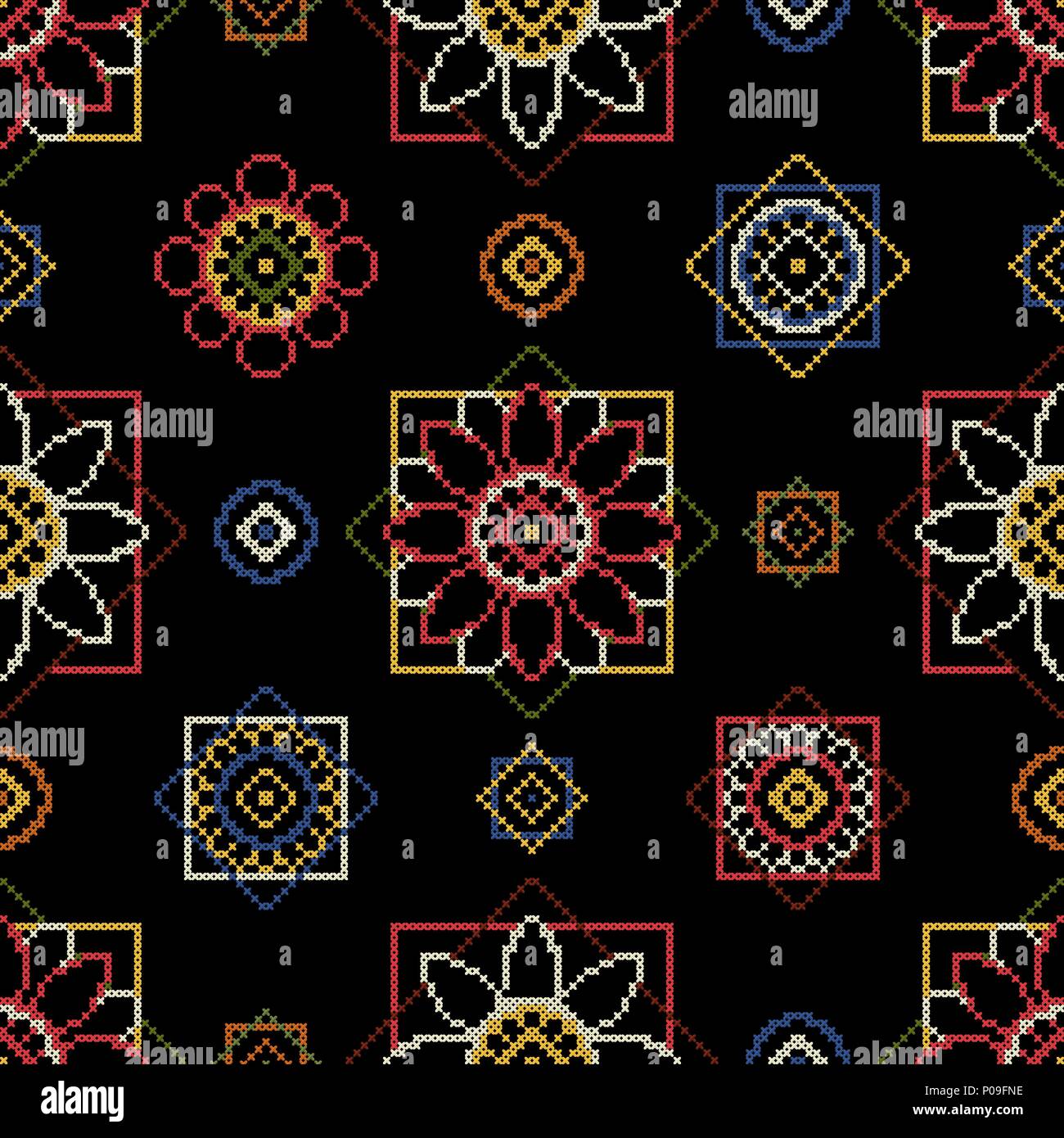 Cross stitch for curtains vector illustration Stock Vector