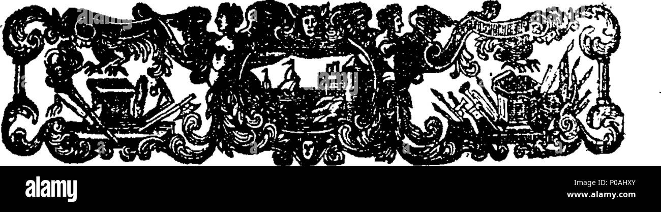. English: Fleuron from book: An accurate tho' compendious encomium on the most illustrious persons, whose monuments are erected in Westminster-Abbey. An heroic poem, in Latin and English. By a gentleman, late of Baliol College, Oxford. 294 An accurate tho' compendious encomium on the most illustrious persons, whose monuments are erected in Westminster-Abbey Fleuron N004157-4 Stock Photo