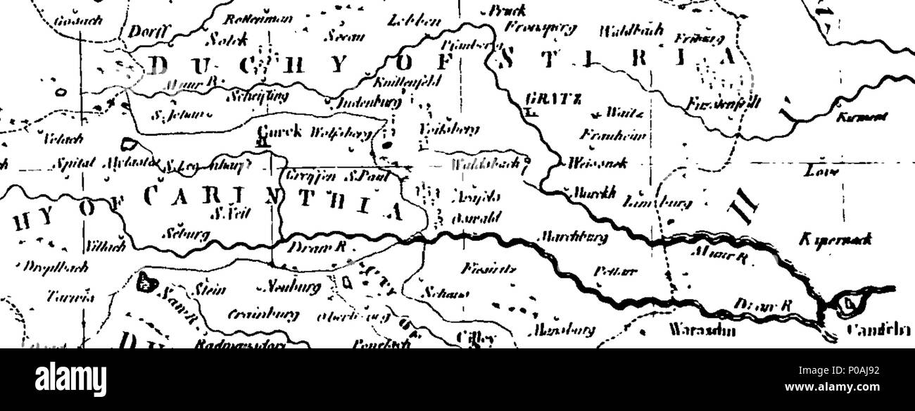 . English: Fleuron from book: A new system of geography: or, a general description of the world. Containing a Particular and Circumstantial account of all the Countries, Kingdoms, and States of Europe, Asia, Africa, and America; Their Situation, Climate, Mountains, Seas, Lakes, Rivers, &c. The Religion, Manners, Customs, Manufactures, Trade, and Buildings of the Inhabitants: with The Birds, Beasts, Fishes, Reptiles, Insects, the Various Vegetables, and Minerals found in Different Regions: also a Concise History of each Country from the earliest Times; And an Introductory Treatise on the Scienc Stock Photo