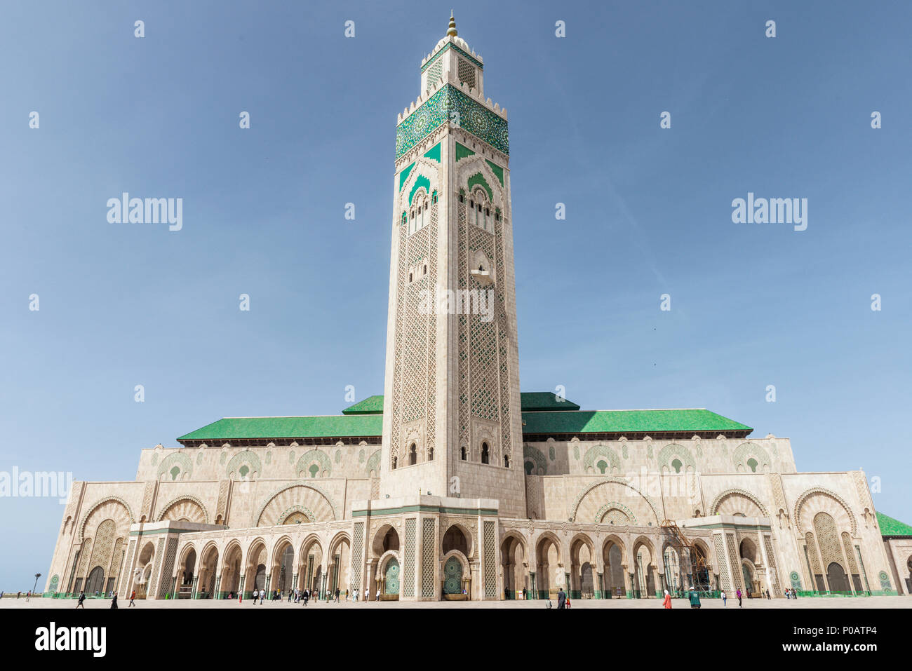 Hassan II Mosque, Grande Mosquée Hassan II, Moorish architecture, with 210m highest minaret in the world, Casablanca, Morocco Stock Photo