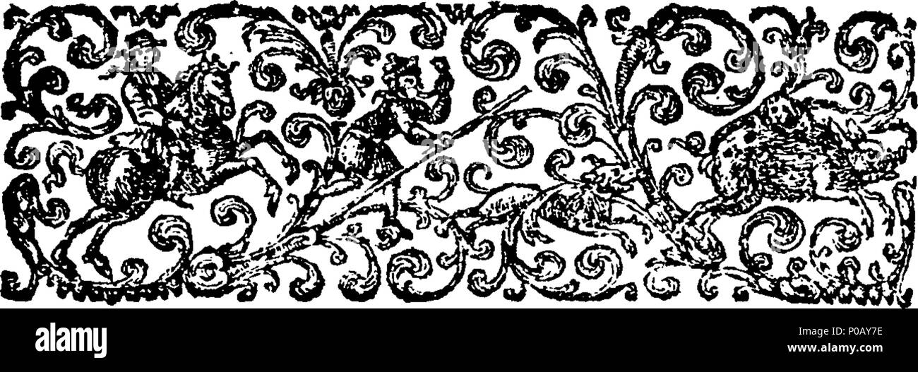 . English: Fleuron from book: A new history of the life and reign of the Czar Peter the Great, Emperor of all Russia, and Father of his country. Giving an exact Relation of I. His Travels, Studies, and Personal Fatigues, for the attaining of Knowledge in Civil and Military Affairs, and the Improvement of his Subjects. II. His Introduction of Arts and Sciences, a Naval Force, and Commerce with foreign Nations: Also his many Reformations in Church and State, the Army, and the Customs and Manners of his People. III. His Wars with the Swedes, Turks, Tartars, and Persians; Victories by Sea and Land Stock Photo