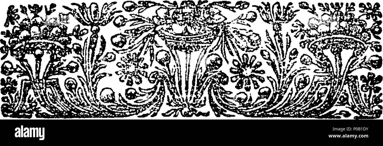 . English: Fleuron from book: A new practice of physic: wherein the various diseases incident to the human body are describ'd their causes assign'd, their diagnostics and prognostics enumerated, and the Regimen proper in each deliver'd; With A competent Number of Medicines for every Stage and Symptom thereof. Prescrib'd after the Manner Of the most eminent Physicians among the Moderns, and particularly those of London. The whole formed on the Model of Dr. Sydenham, to execute the Design of his Processus Integri. In two volumes. By Peter Shaw, M. D. F. R. S. 157 A new practice of physic- wherei Stock Photo