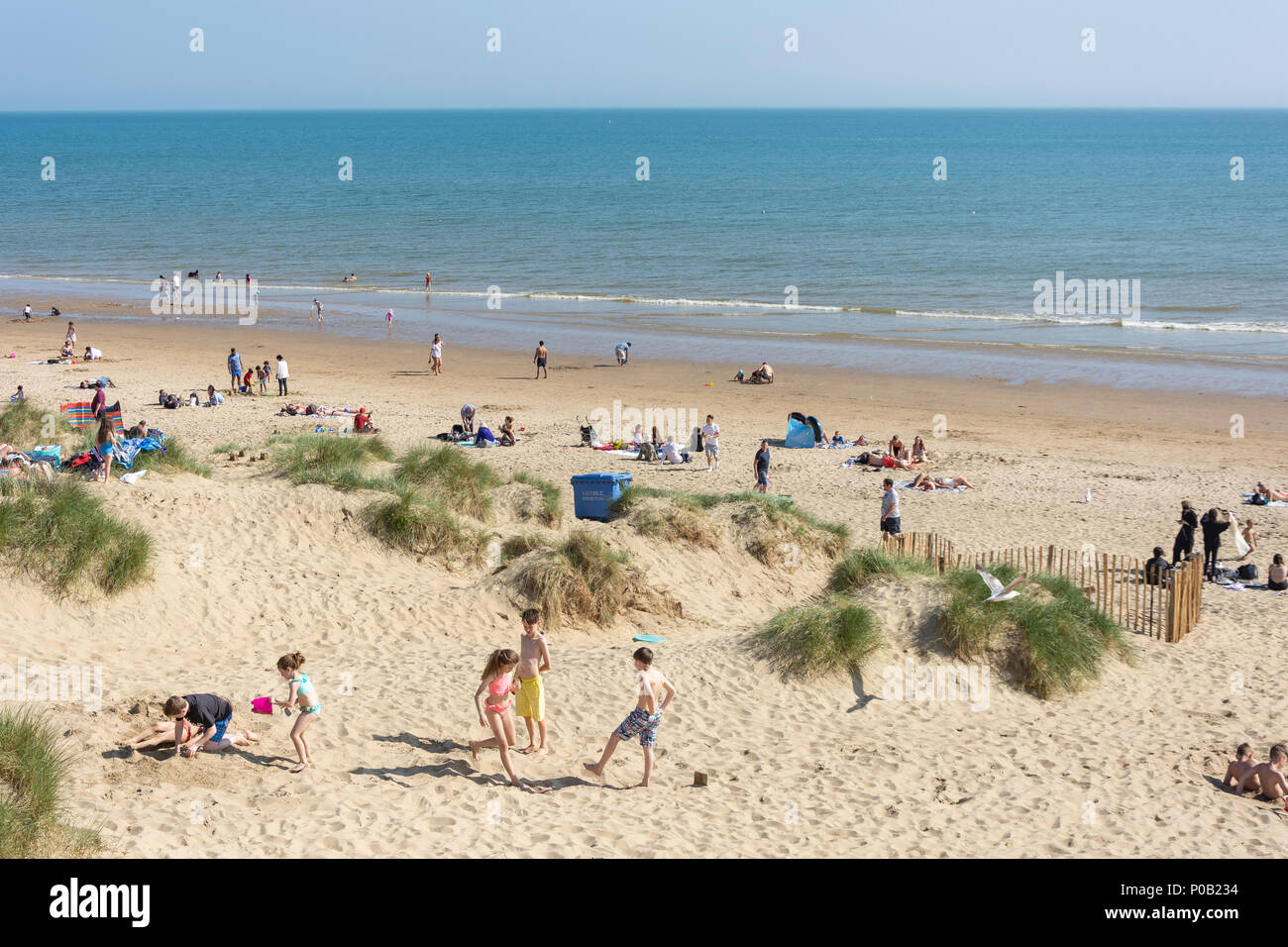 Sand dunes at Camber Sands Beach, Camber, East Sussex, England, United Kingdom Stock Photo