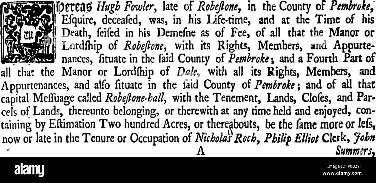 . English: Fleuron from book: An act for raising money by sale of the estate late of Hugh Fowler, Esquire, deceased, to discharge the debts and incumbrances affecting the same; and for making a partition of such estates, or so much thereof, as shall not be sold for the purposes aforesaid. 298 An act for raising money by sale of the estate late of Hugh Fowler Fleuron T063230-1 Stock Photo