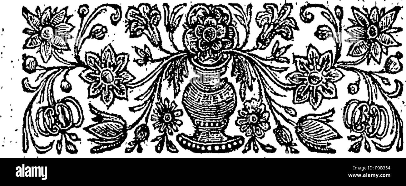 . English: Fleuron from book: A panegyrick on the Newtonian philosophy. Shewing the nature and dignity of the science, and Its absolute Necessity to the Perfection of Human Nature; the Improvement of Arts and Sciences, the Promotion of true Religion, the Increase of Wealth and Honour, and the Completion of Human Felicity. By B. Martin. 164 A panegyrick on the Newtonian philosophy Fleuron T025341-4 Stock Photo