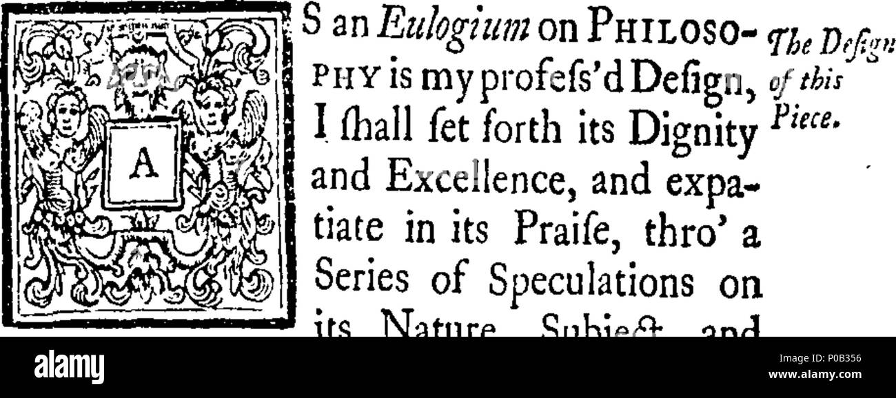 . English: Fleuron from book: A panegyrick on the Newtonian philosophy, shewing the nature and dignity of the science; and Its absolute Necessity to the Perfection of Human Nature; the Improvement of Arts and Sciences, the Promotion of true Religion, the Increase of Wealth and Honour, and the Completion of Human Felicity. By B. Martin. 164 A panegyrick on the Newtonian philosophy Fleuron T025342-1 Stock Photo