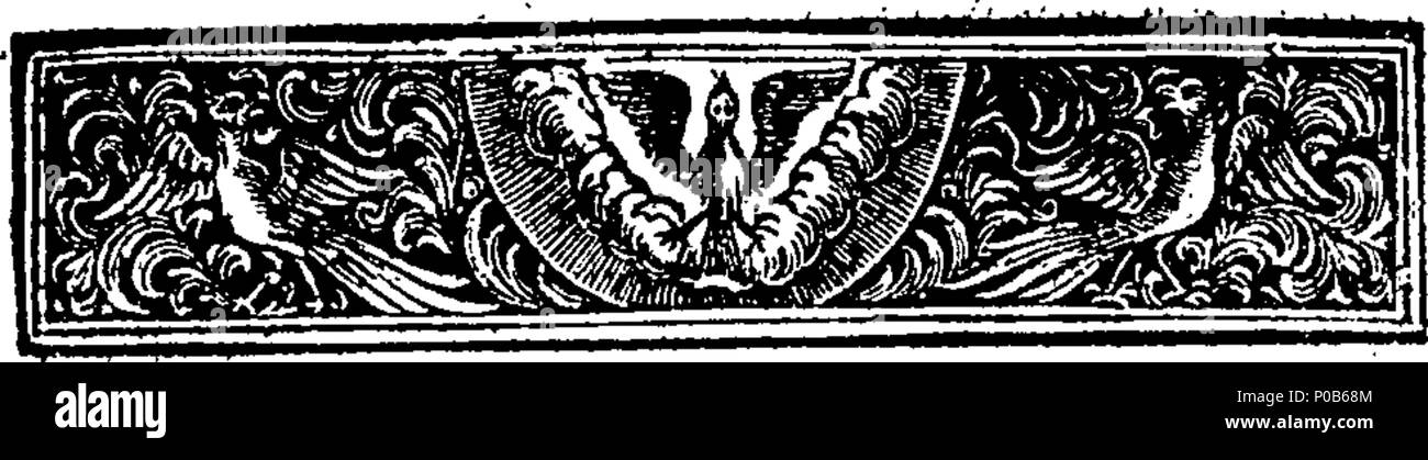 . English: Fleuron from book: A plot discovered: carried on boldly, these many years by false brethren against the new converts from popery to the protestant religion, in a book, entitled, The spirit of the French refugees manifested. Being a General and Particular Apology, &c. Wherein Is set forth, the Insolence and Ingratitude, of the greatest Part of the French Refugees, towards the English, their Benefactors; their domineering Spirit and Wickedness towards those unhappy Converts, (their Countrymen) and to all poor Protestant Strangers in general; their Fanatical Discipline; their open Ende Stock Photo