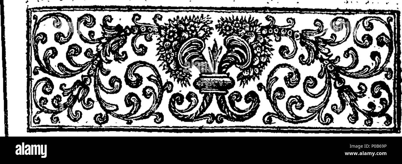 . English: Fleuron from book: A plot discovered: carried on boldly, these many years by false brethren against the new converts from popery to the protestant religion, in a book, entitled, The spirit of the French refugees manifested. Being a General and Particular Apology, &c. Wherein Is set forth, the Insolence and Ingratitude, of the greatest Part of the French Refugees, towards the English, their Benefactors; their domineering Spirit and Wickedness towards those unhappy Converts, (their Countrymen) and to all poor Protestant Strangers in general; their Fanatical Discipline; their open Ende Stock Photo