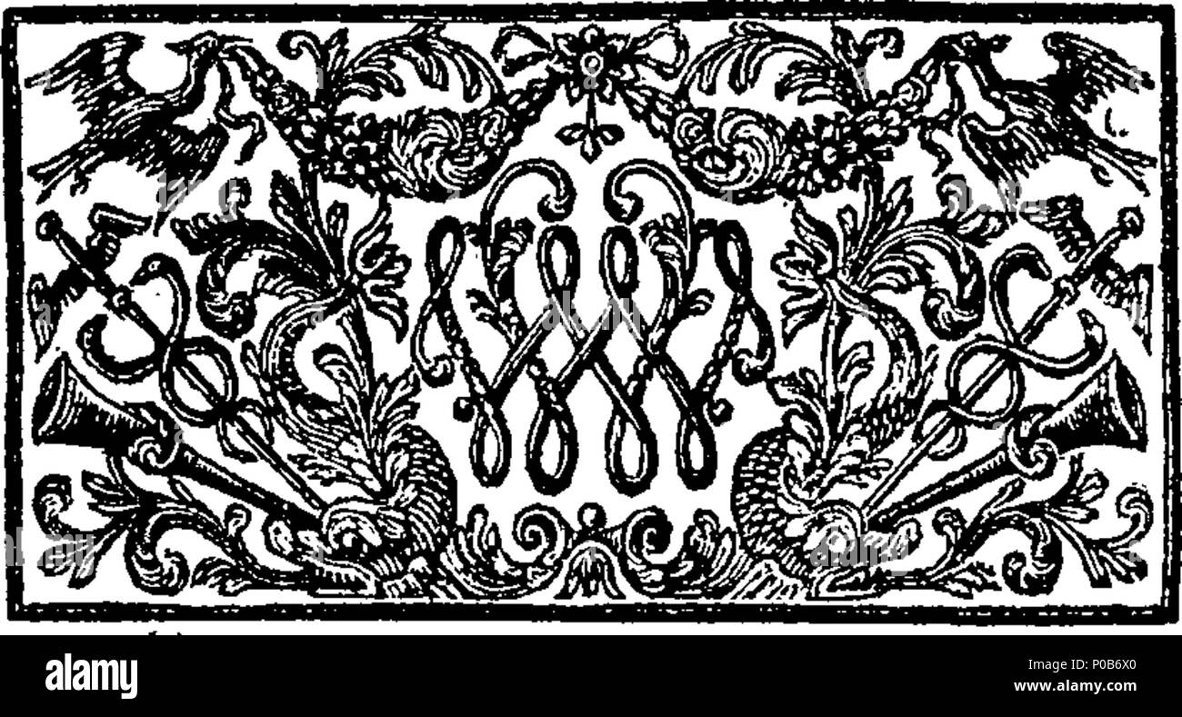 . English: Fleuron from book: An answer to the Reverend Mr. Stebbing's remarks on the B. of Bangor's doctrine of religious sincerity. Being an impartial Inquiry 1. Whether God's Favor follows Sincerity Alone; or Sincerity and Something else: 2. If it follows Sincerity and Something else, What this (something else) is. With a postscript, Concerning the Authority of the Church. By a Christian. 306 An answer to the Reverend Mr. Stebbing's remarks on the B Fleuron T022099-5 Stock Photo