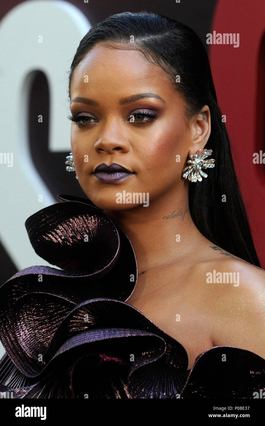 Rihanna attending the world premiere of 'Ocean's 8' at Alice Tully Hall at Lincoln Center on June 5, 2018 in New York City. Stock Photo