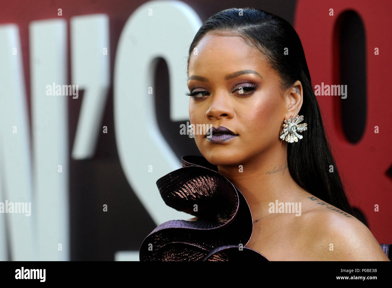 Rihanna attending the world premiere of 'Ocean's 8' at Alice Tully Hall at Lincoln Center on June 5, 2018 in New York City. Stock Photo