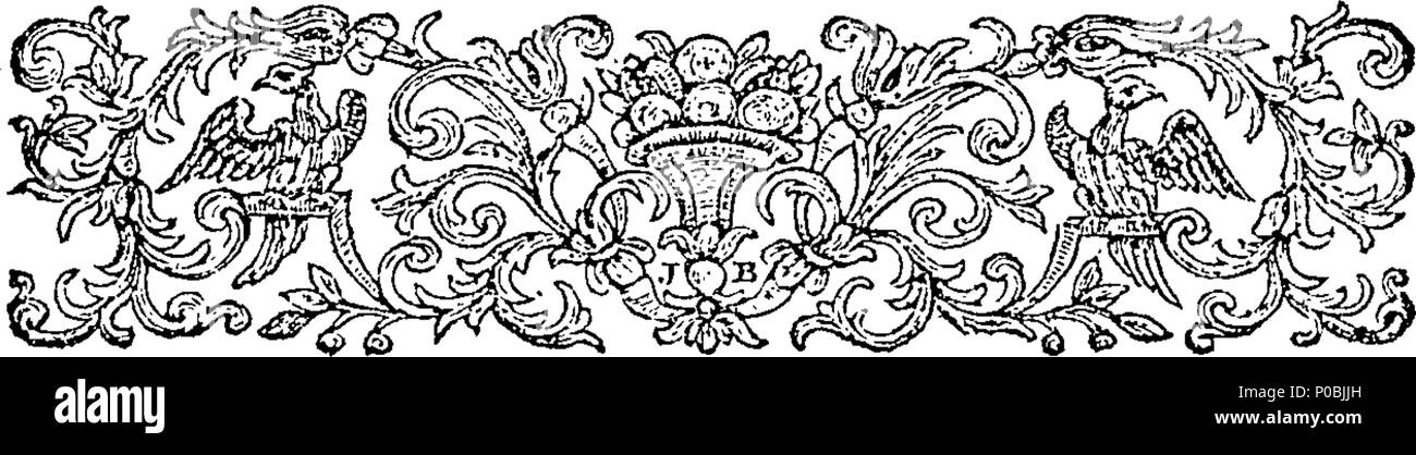 . English: Fleuron from book: An authentick account of all the different coins, (both Real and Imaginary) by which Accompts in the East Indies are kept. Together with a general account of all the weights, measures, exchanges, customs, port-charges, and duties, at the following Places: Viz. Madras, Suratt, Pegu, Salangore, Combay Bengal, Minilla, Goa, Saiam, Carwar, Bombay, Mocha, Cochin, Tocopa, Achin, Combroon, Canton, Tonquin, Malacca, Rusorah, Batavia, Calcutta, Muscat, Anjengo, Tellicherry. To which are added, A Variety of examples and tables, Reducing Troy-Weight into Canton-Weight, and C Stock Photo