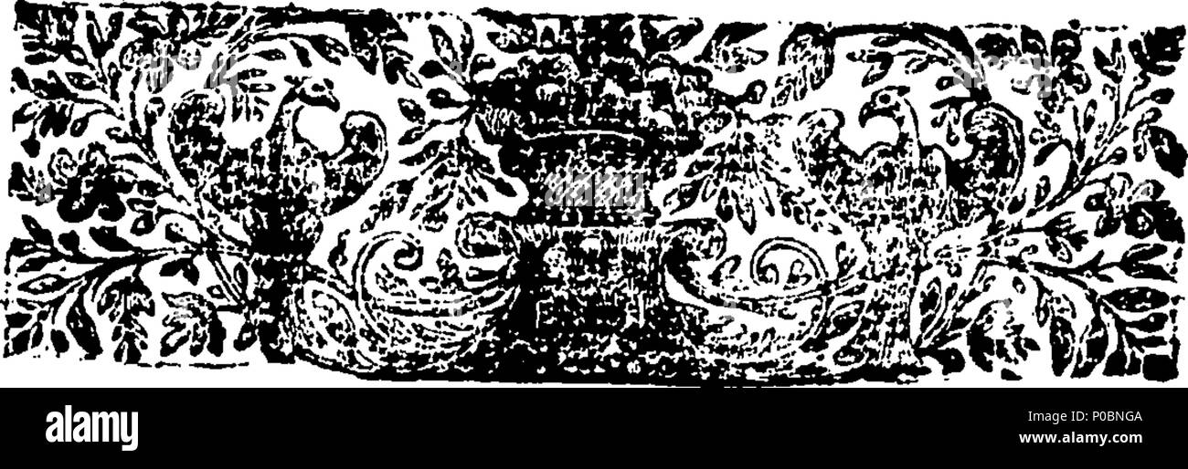 . English: Fleuron from book: A secret history of the amours of Edward, the Black Prince, and Alice, Countess of Salisbury: containing several curious memoirs relating to the intreagues of the English court at that time. Inscribed to P. Alexis, and dedicated to the Honourable Mrs. Mary Vane. 187 A secret history of the amours of Edward Fleuron N022363-2 Stock Photo