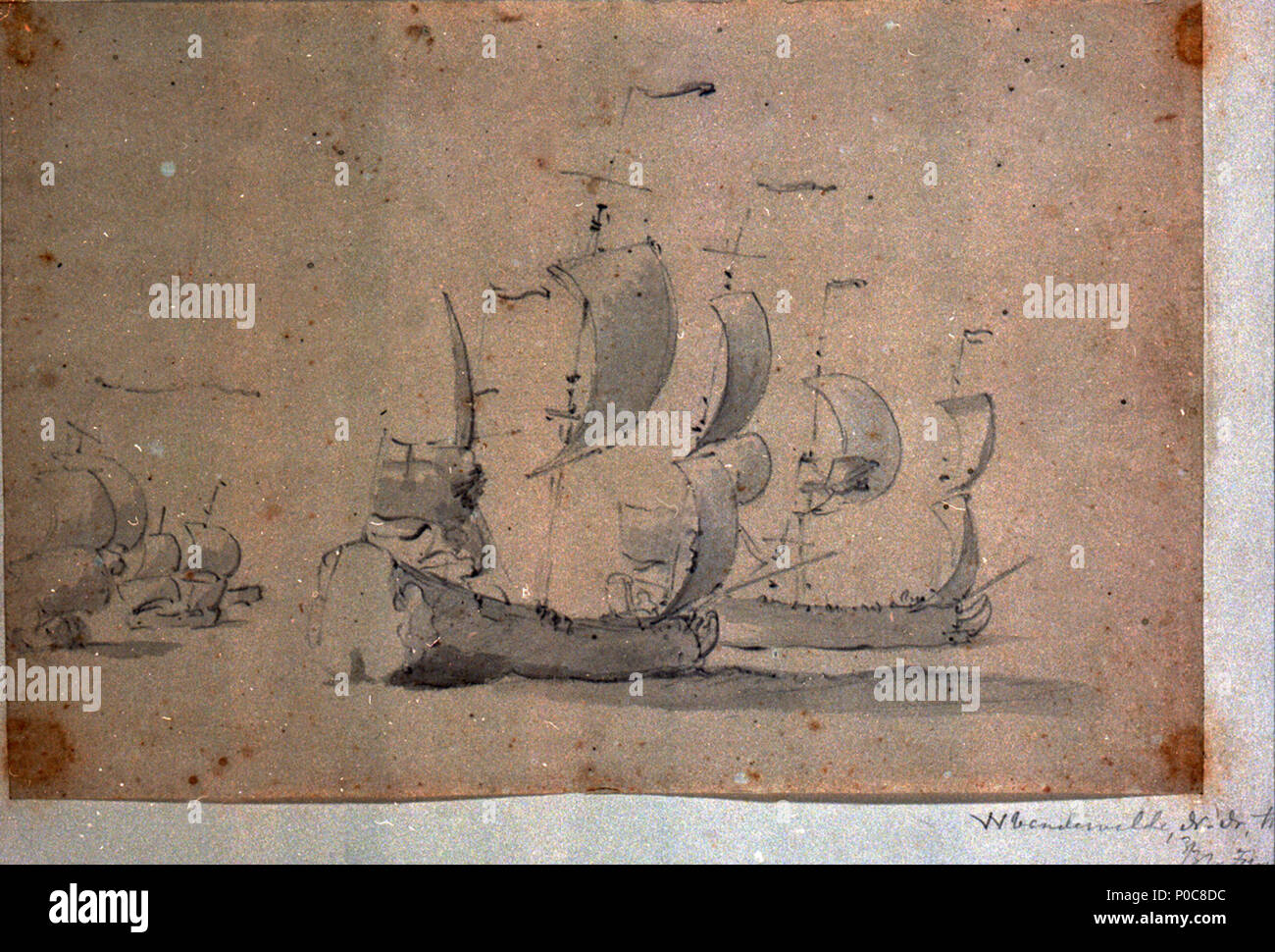 . English An English ship in a fresh quartering breeze A lee quarter