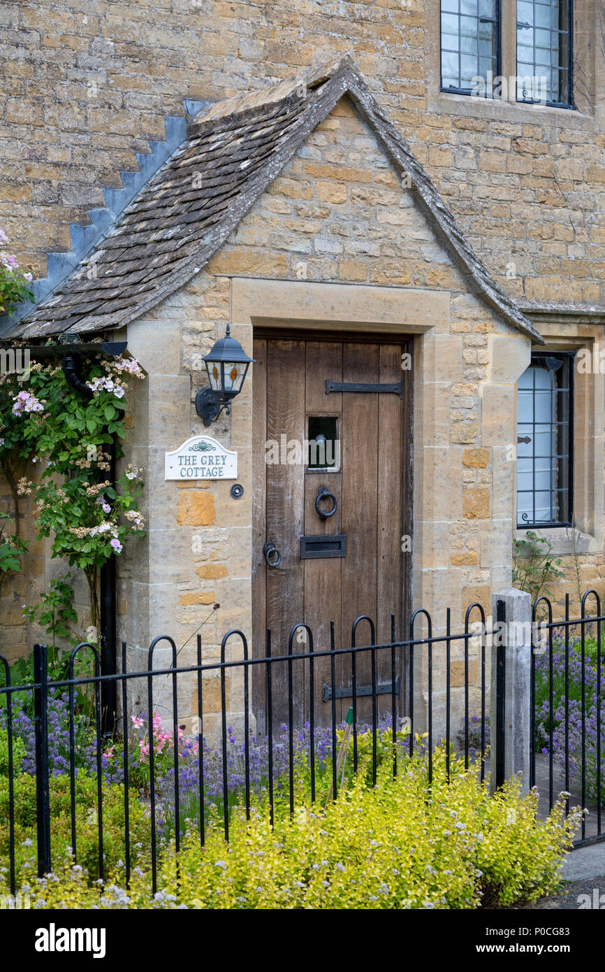 The Grey Cottage -  home in Lower Slaughter, the Cotswolds, Gloucestershire, England, UK Stock Photo