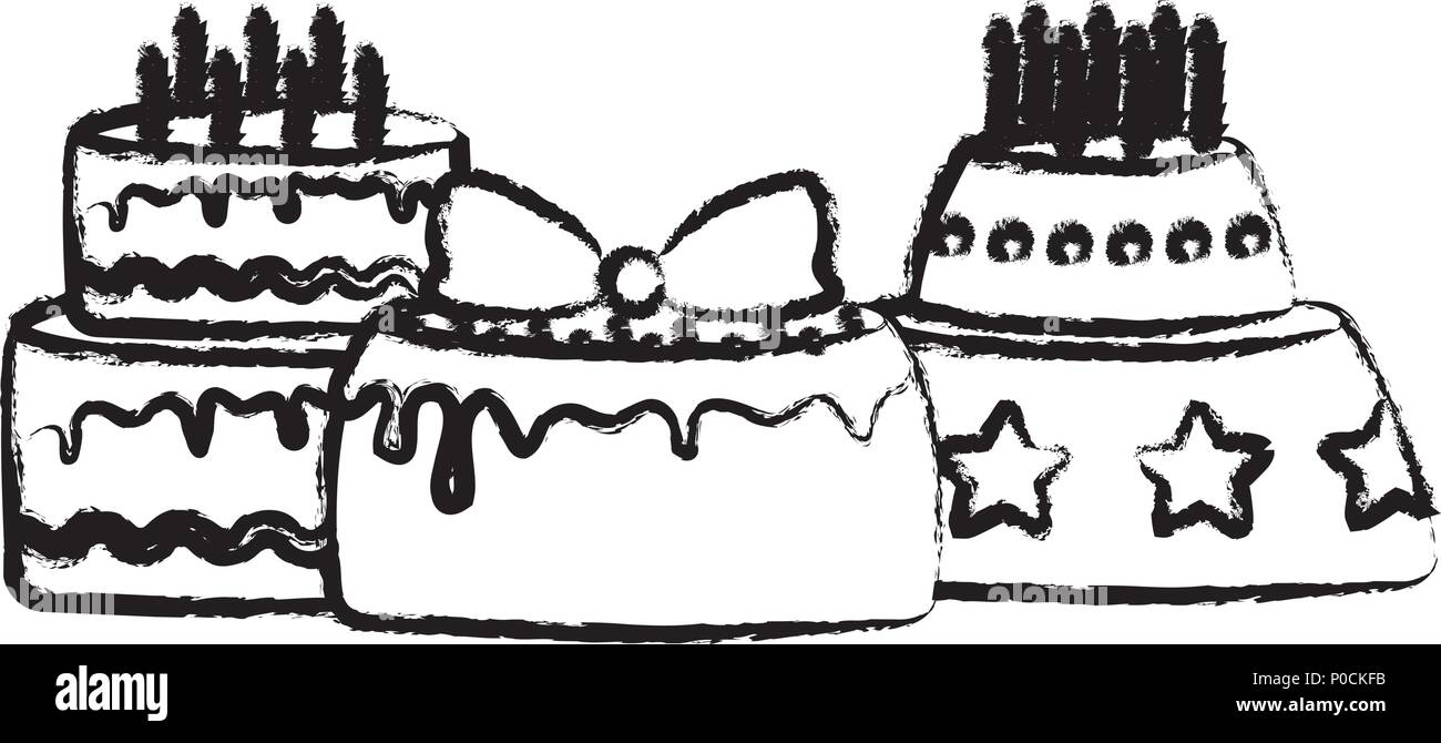 Birthday cakes with candles over white background, vector illustration ...