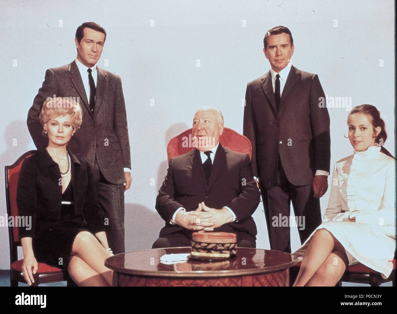 Original Film Title: TOPAZ.  English Title: TOPAZ.  Film Director: ALFRED HITCHCOCK.  Year: 1969.  Stars: DANY ROBIN; JOHN FORSYTHE; CLAUDE JADE; ALFRED HITCHCOCK; FREDERICK STAFFORD. Credit: UNIVERSAL PICTURES / Album Stock Photo