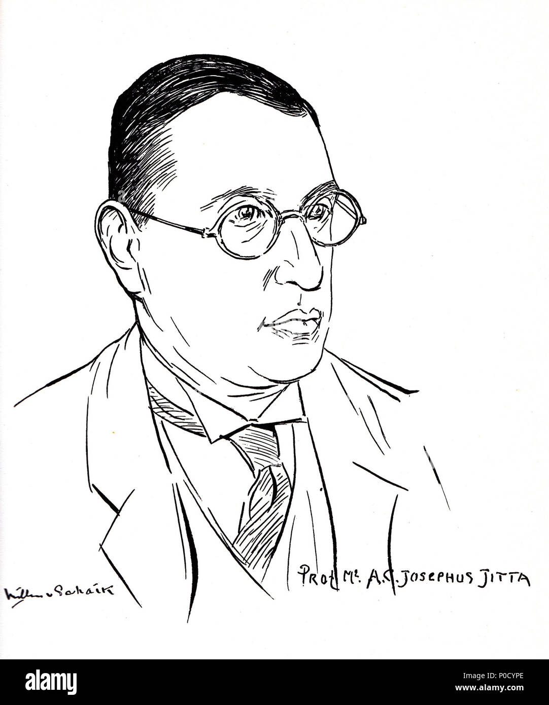 .  English: Prof. mr. A.C Josephus Jitta. Sketch drawn by Willem van Schaik (1876-1938)  . 1937 91 Schaik30 Stock Photo