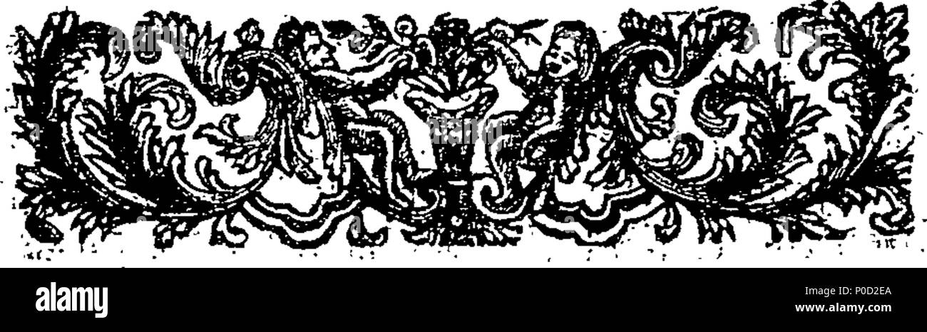. English: Fleuron from book: A supplement to the history of the Crown-Inn, for the first three years under the new landlord. With Additional Characters of some of the chief Servants. To which is added, some account of an adventure which lately happen'd at the Mitre-Inn in the same town. With the Character of Merry-Andrew, and his pacquet: And other eminent Quacks that frequent the House. 213 A supplement to the history of the Crown-Inn, for the first three years under the new landlord Fleuron T048945-2 Stock Photo