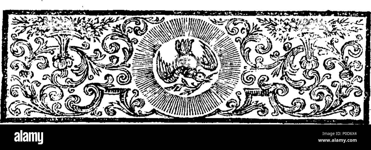 . English: Fleuron from book: A sermon preach'd in the parochial church of Newbury, in the county of Berks, At the Funeral of the Reverend Mr. John Hinton, Late Rector of Newbury and Shaw, and Prebendary of Sarum; on Saturday the 23rd of April, 1720. By John Webb, M. A. Curate of Shaw. Publish'd at the Request of the Hearers. 195 A sermon preach'd in the parochial church of Newbury Fleuron T000264-2 Stock Photo