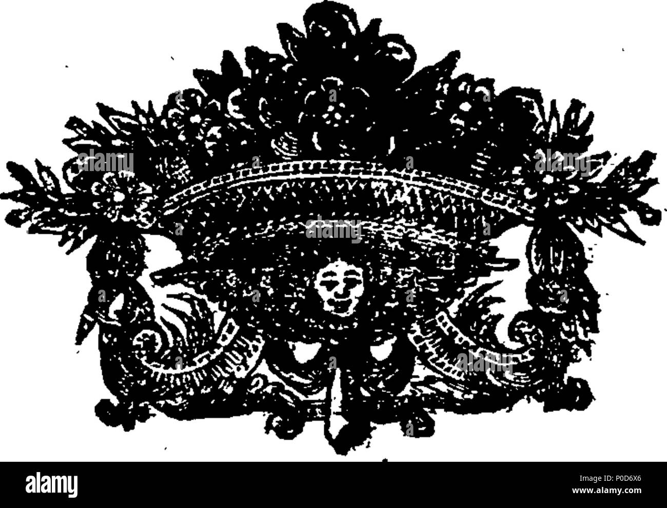 . English: Fleuron from book: A sermon preach'd in the parochial church of Newbury, in the county of Berks, At the Funeral of the Reverend Mr. John Hinton, Late Rector of Newbury and Shaw, and Prebendary of Sarum; on Saturday the 23rd of April, 1720. By John Webb, M. A. Curate of Shaw. Publish'd at the Request of the Hearers. 195 A sermon preach'd in the parochial church of Newbury Fleuron T000264-3 Stock Photo