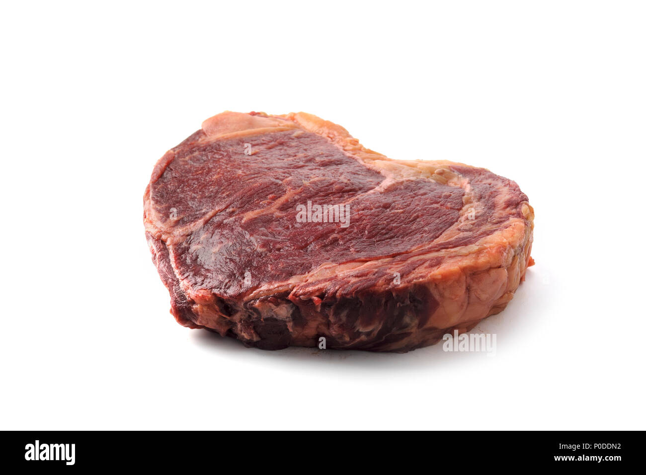 Marbling ribeye steak isolated Stock Photo