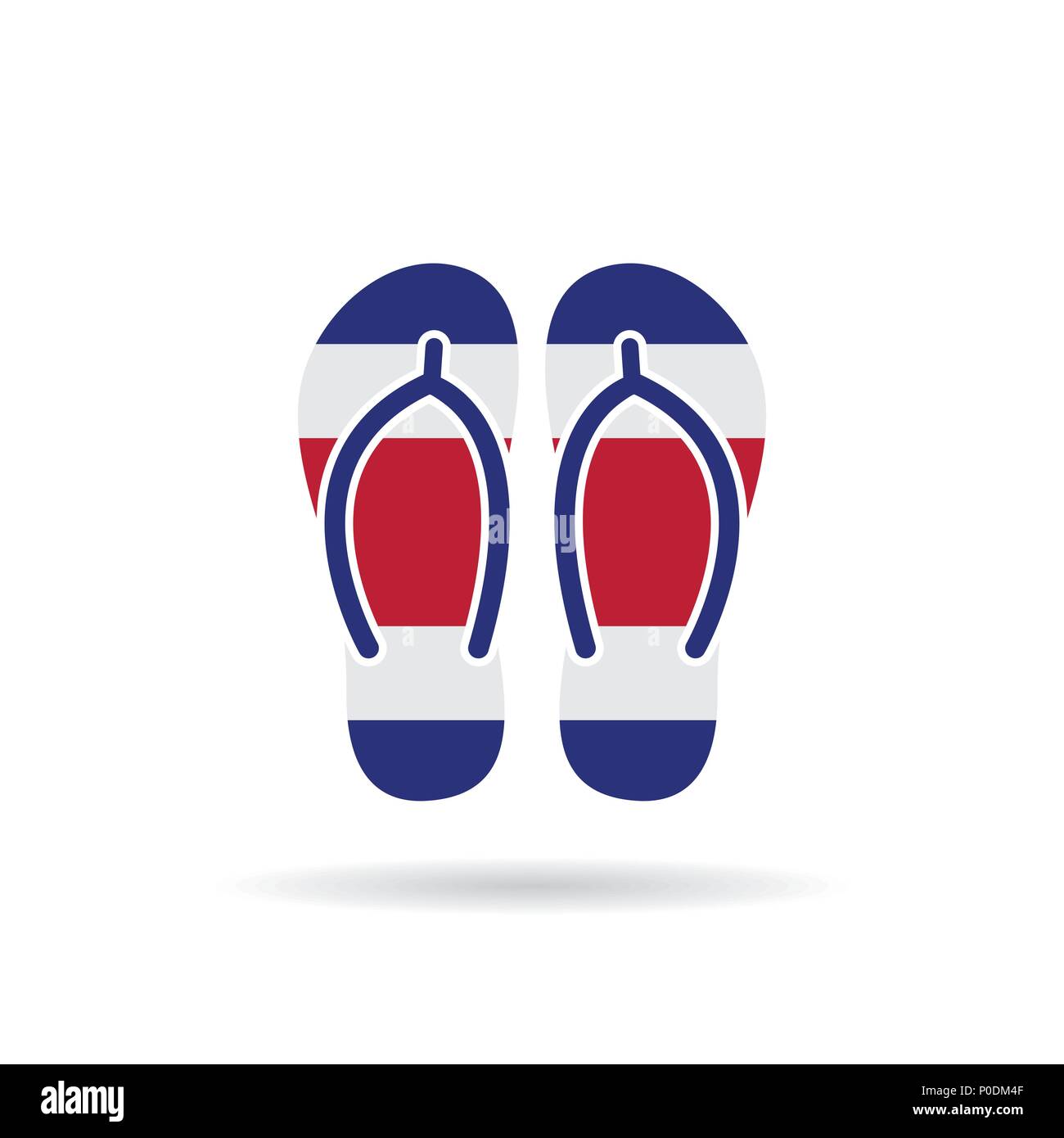 Costa Rica flag flip flop sandals icon on a white background Stock ...
