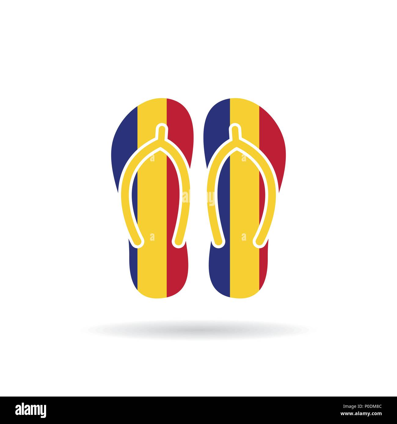 Romania flag flip flop sandals icon on a white background Stock Vector ...