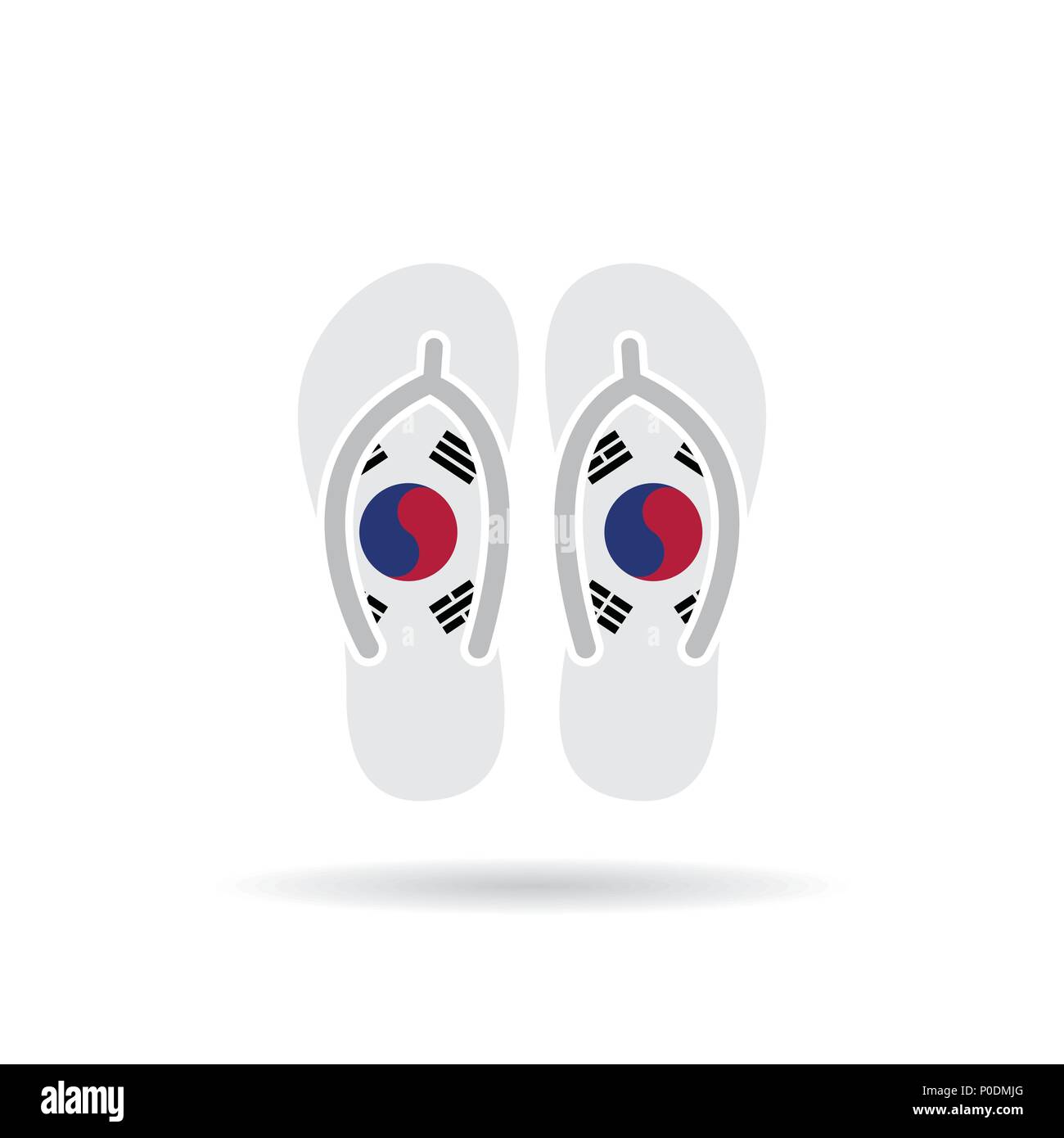 South Korea flag flip flop sandals icon on a white background Stock ...