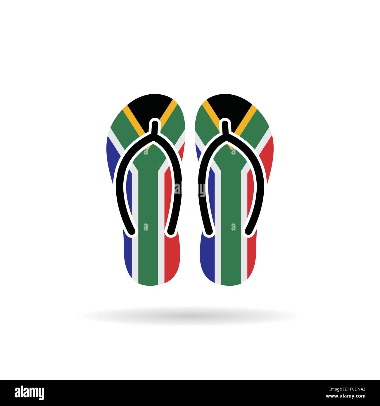 South Africa flag flip flop sandals icon on a white background Stock ...