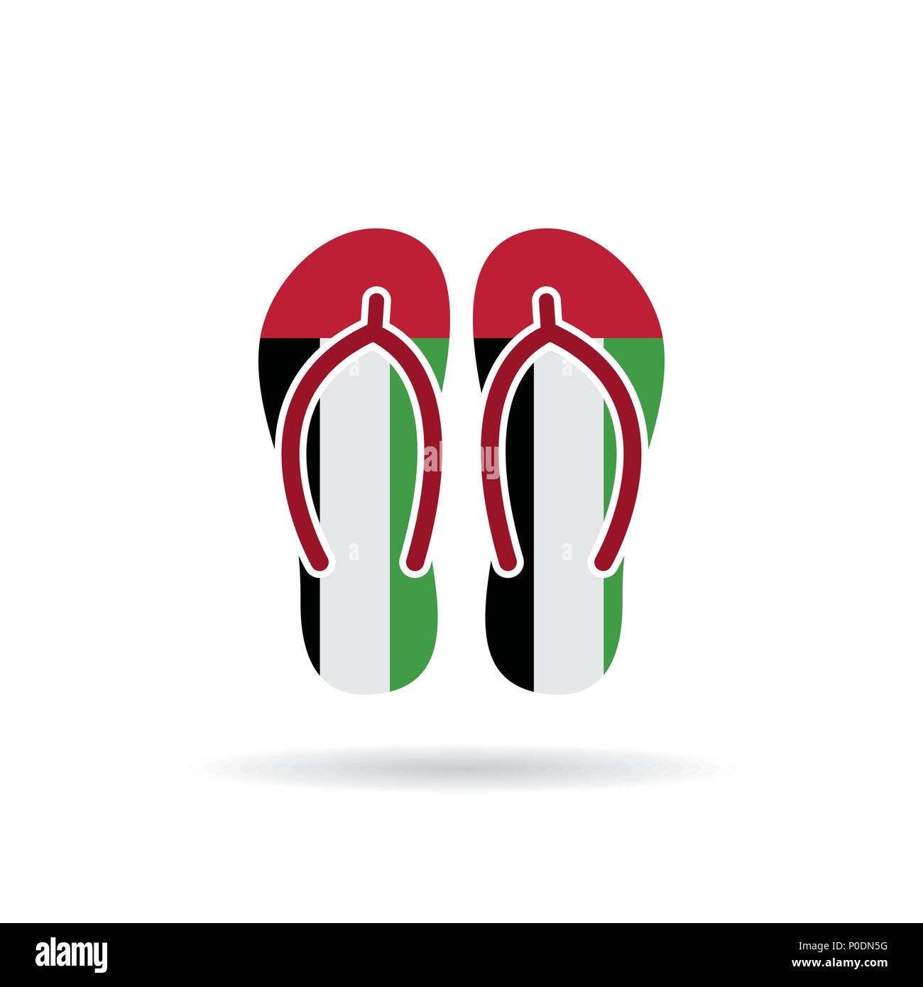 United Arab Emirates flag flip flop sandals icon on a white background ...