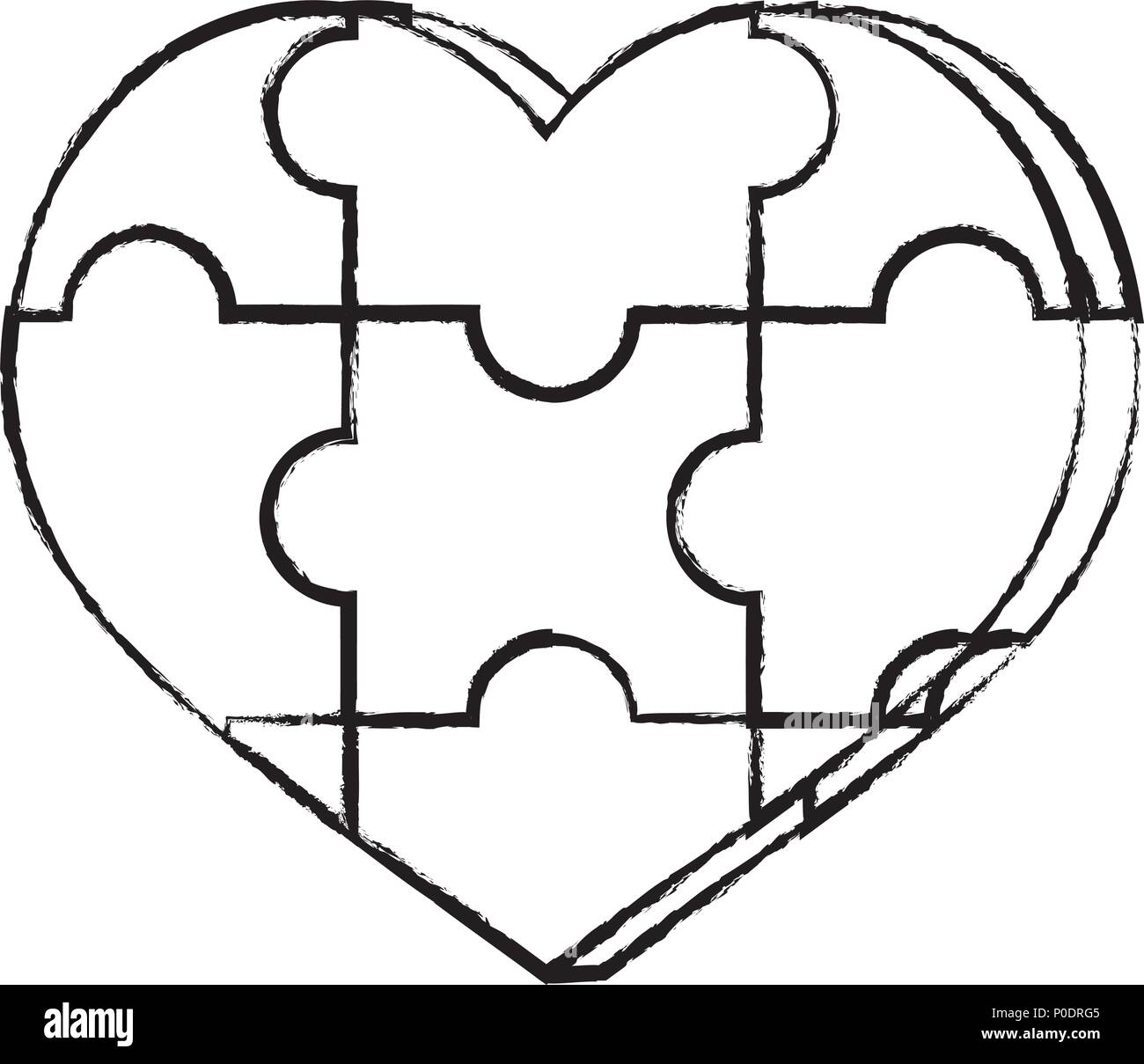 puzzle pieces in heart shape over white background, vector illustration Stock Vector Image & Art