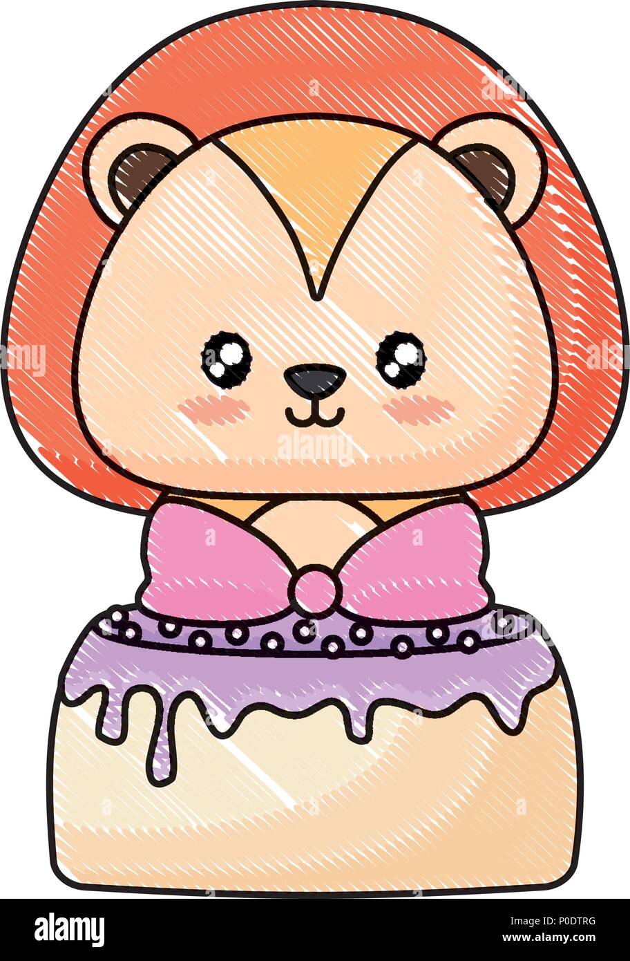 cute lion with birthday cake over white background, vector illustration ...