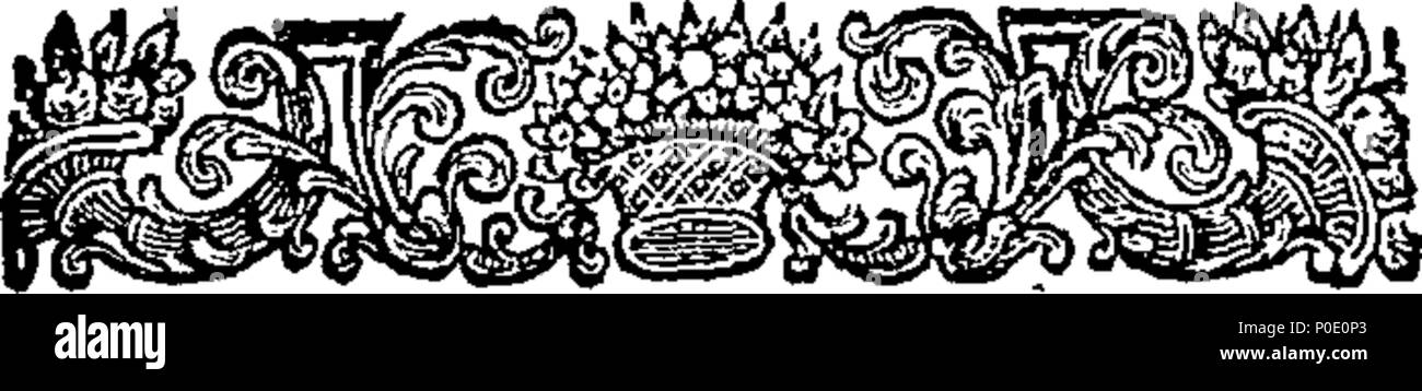 . English: Fleuron from book: A view of the Lancashire dialect; by way of dialogue. Between Tummus o'Williams's, o'Margit o'Roaph's, and Meary o'Dick's, o'Tummy o'Peggy's. Shewing ... the comical adventures and misfortunes of a Lancashire clown. To which is prefix'd ... a dialogue between the author and his pamphlet. ... With a glossary of all the Lancashire words and phrases ... By Tim Bobbin, ... 243 A view of the Lancashire dialect; by way of dialogue Fleuron T117274-5 Stock Photo