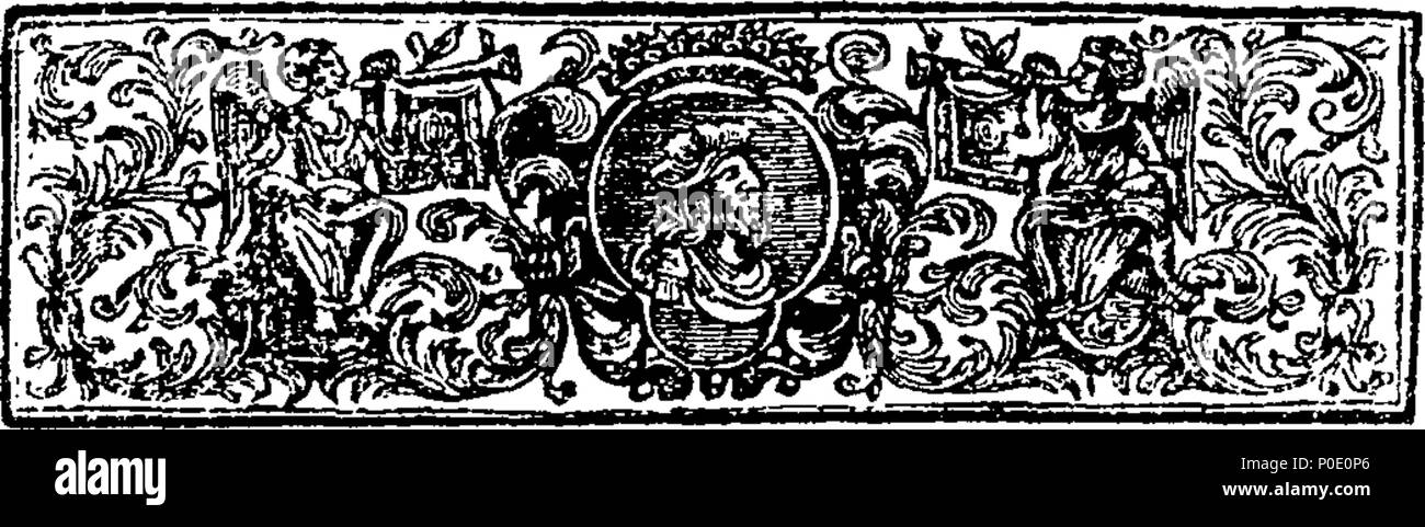 . English: Fleuron from book: A view of the Lancashire dialect; by way of dialogue. Between Tummus O'william's, O'margit O'Roaph's, and Meary O'Dick's, O'Tummy O'peggy's. Shewing in that speech, the comical adventures and Misfortunes of a Lancashire clown. To which is prefix'd (by way of Preface.) a dialogue between the author and his pamphlet. With a glossary of all the Lancashire Words and Phrases therein used. By Tim. Bobbin, Fellow of the Sisyphian Society of Dutch. Loom Weavers, and an old Adept in the Dialect. 243 A view of the Lancashire dialect; by way of dialogue Fleuron T177431-2 Stock Photo