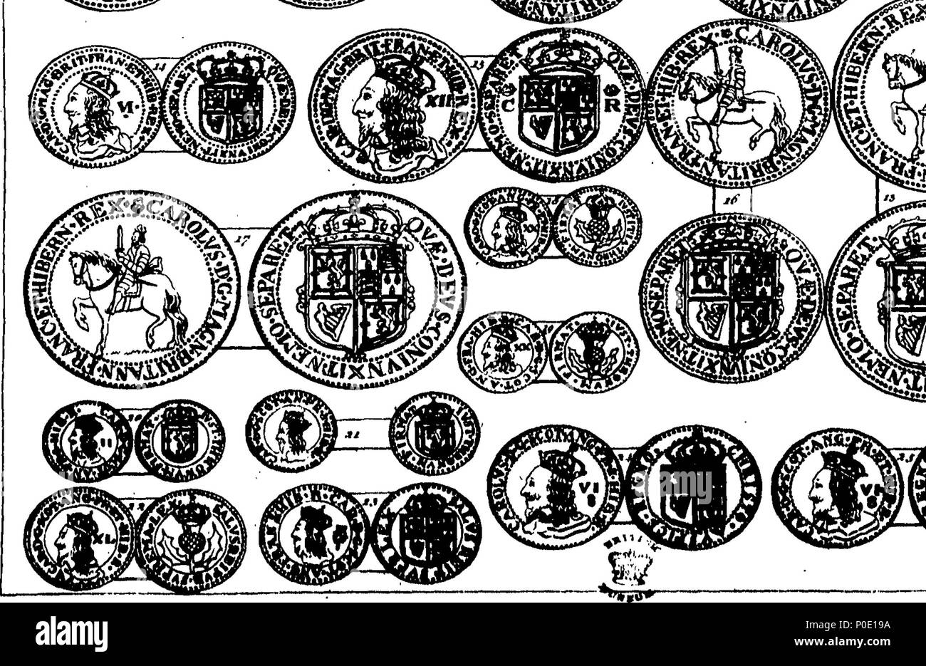 . English: Fleuron from book: A view of the silver coin and coinage of Scotland, from Alexander the First to the union of the two Kingdoms; considered with regard to type, legend, sorts, weight, fineness and value. With copper plates. By the late Mr. Thomas Snelling. To which are added, four plates o the gold, billon [sic] and copper coins of the same kingdom. 244 A view of the silver coin and coinage of Scotland Fleuron T057771-32 Stock Photo