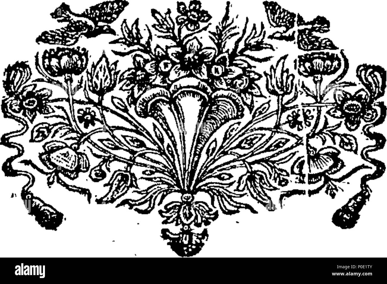 . English: Fleuron from book: A vindication of Stone-Heng restored: in which the orders and rules of architecture observed by the ancient Romans, are discussed. Together with the customs and manners of several nations of the World in matters of building of greatest antiquity. As also an Historical Narration of the most memorable Actions of the danes in England. By John Webb of Butleigh in the County of Somerset, Esq; 245 A vindication of Stone-Heng restored- in which the orders and rules of architecture observed by the ancient Romans, are discussed Fleuron T050835-10 Stock Photo