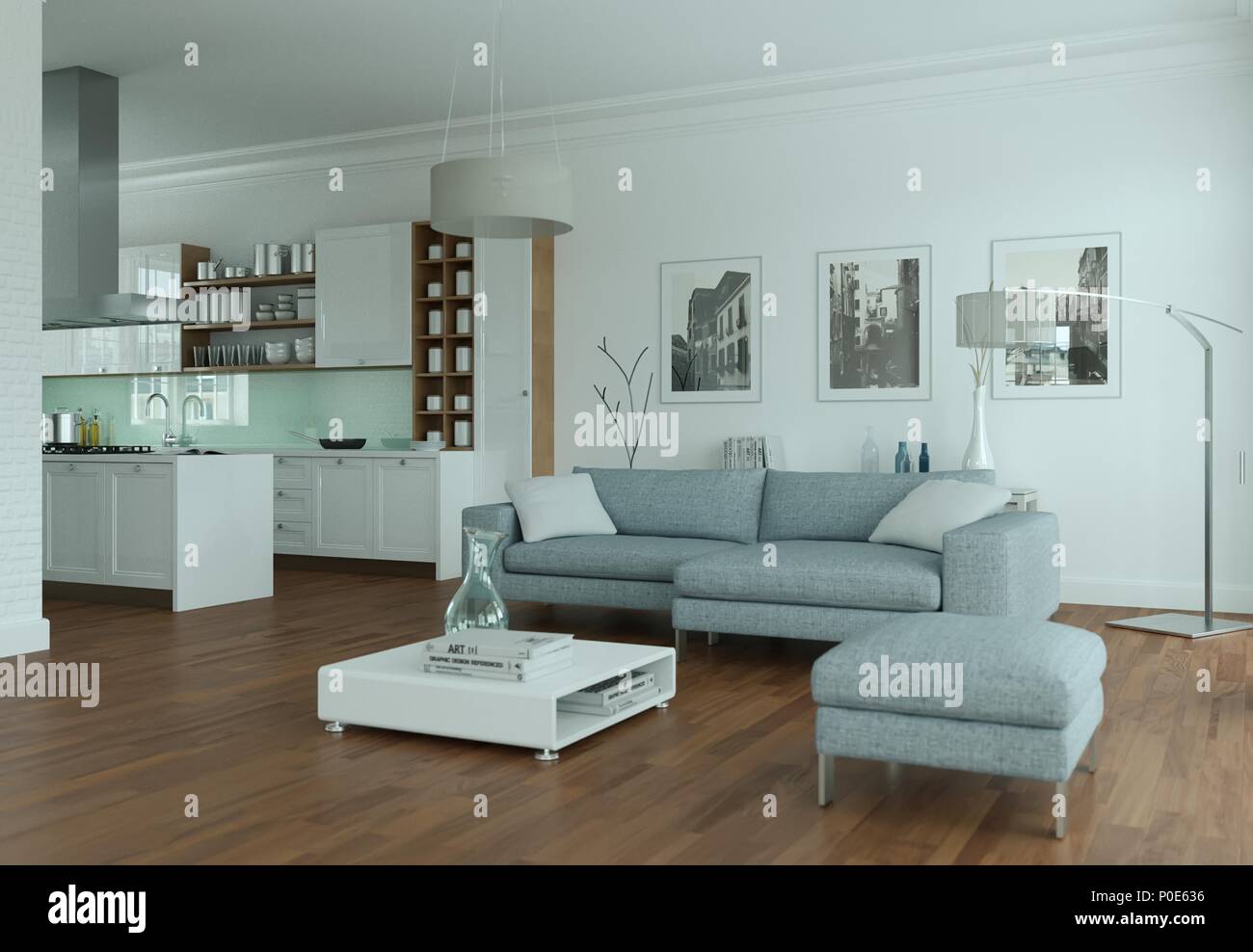 Image showcasing Modern bright flat interior design with sofa Stock Photo - Alamy