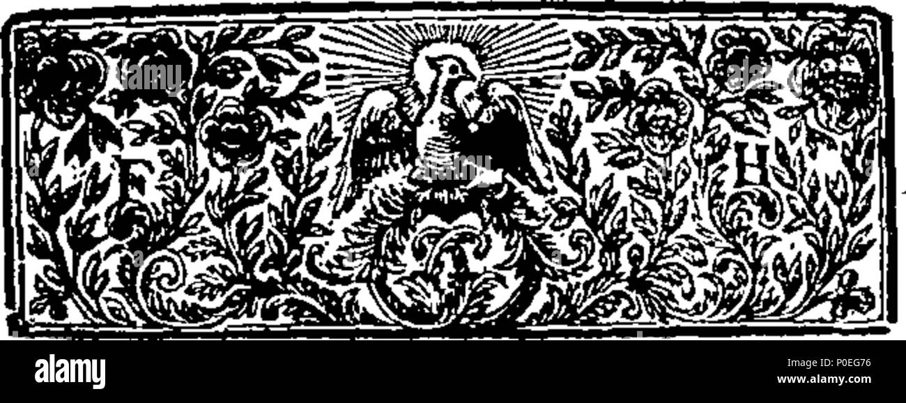 . English: Fleuron from book: A treatise concerning the small-pox. In which a plain and easy method of curing that disease under its most direful symptoms, is discover'd. And The Case of Women with Child at that Time particularly consider'd; and so stated, as to be render'd even safer than that of other Women. The whole made apparent from Reason, and the Natural Disposition of the Parts: Exemplified by several Instances of Fact. In a letter, written in the year 1716, to the learned Dr. John Bateman, then President of the Royal College of Physicians, by F. Bellinger, Of the College of Physician Stock Photo