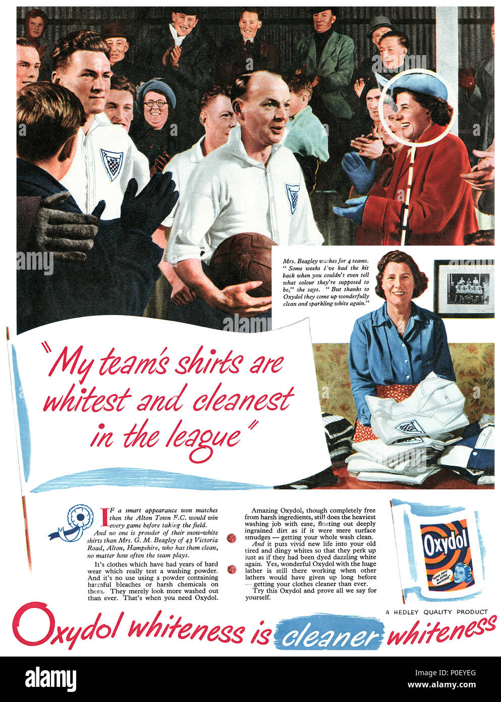 1952 British advertisement for Oxydol soap powder. Stock Photo