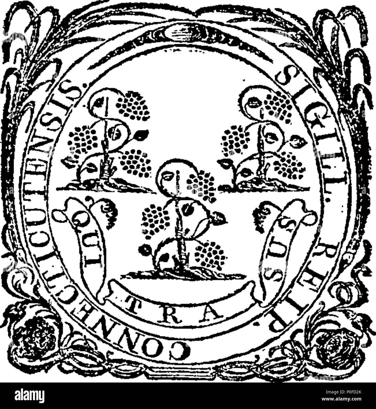 . English: Fleuron from book: Acts and laws of the state of Connecticut, in America. 259 Acts and laws of the state of Connecticut, in America. Fleuron W033320-1 Stock Photo