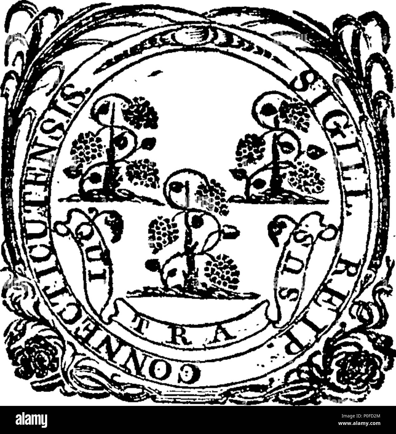 . English: Fleuron from book: Acts and laws of the state of Connecticut, in America. 259 Acts and laws of the state of Connecticut, in America. Fleuron W033320-4 Stock Photo