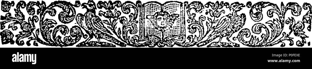 . English: Fleuron from book: A voyage to Barbary, for the redemption of captives; performed (in 1720) by the Mathurin-Trinitarian Fathers, Fran. Comelin, Philemon de la Motte, and Jos. Bernard. Now first Englished from the French original. With lists of more than 400 Slaves ransomed (by the Royal Bounty of their late and present Majesties) from Mequeniz: Also very exact Draughts of that Place, Alcasar, Oran, and its Neighbourhood, with Maps, &c To which is subjoined, the history, ancient and modern, of Oran, &c. With a Journal of the Spaniards Procedure in those their recent African Conquests Stock Photo